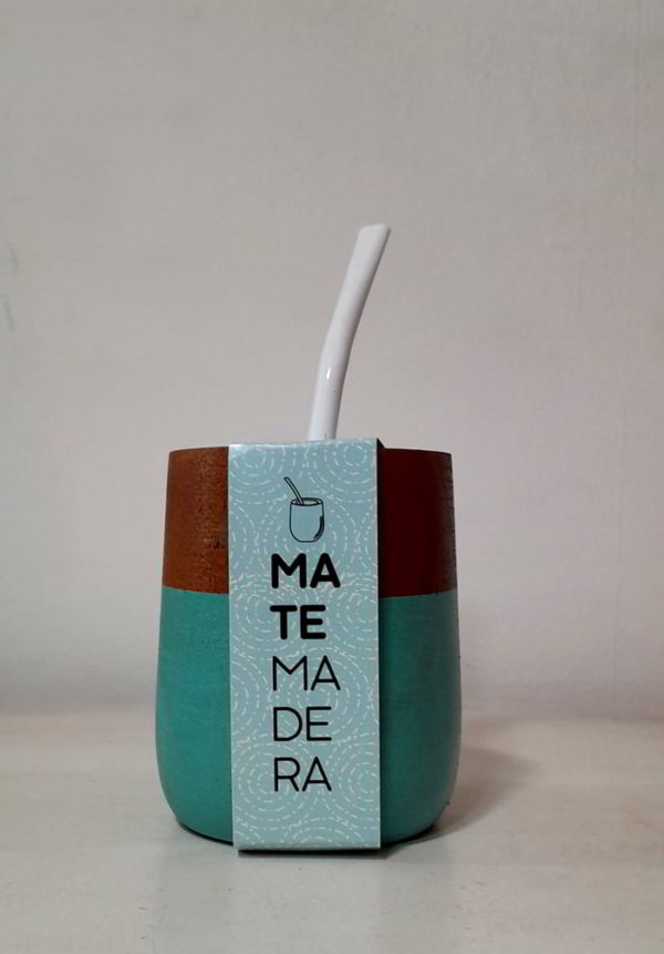 Mate madera liso y pintado